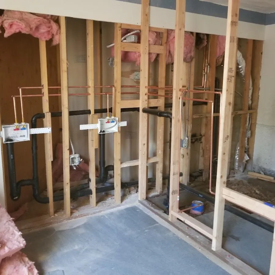 Copper pipe rough-in and plumbing installation in Westford